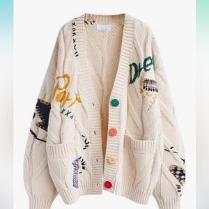 Amazon Cream Cardigan with Multicolor Buttons